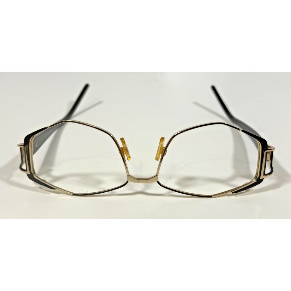 Bella Italia 311 Eyeglass Frames Womens 53-19-130 Black Gold Geometric Hexagon - Picture 7 of 8